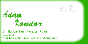 adam kondor business card